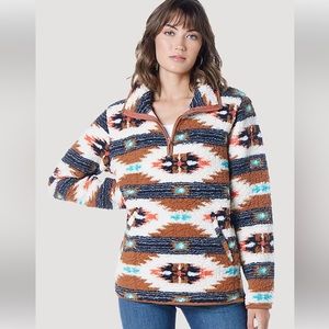NEW Wrangler Womens Aztec Sherpa Pullover large